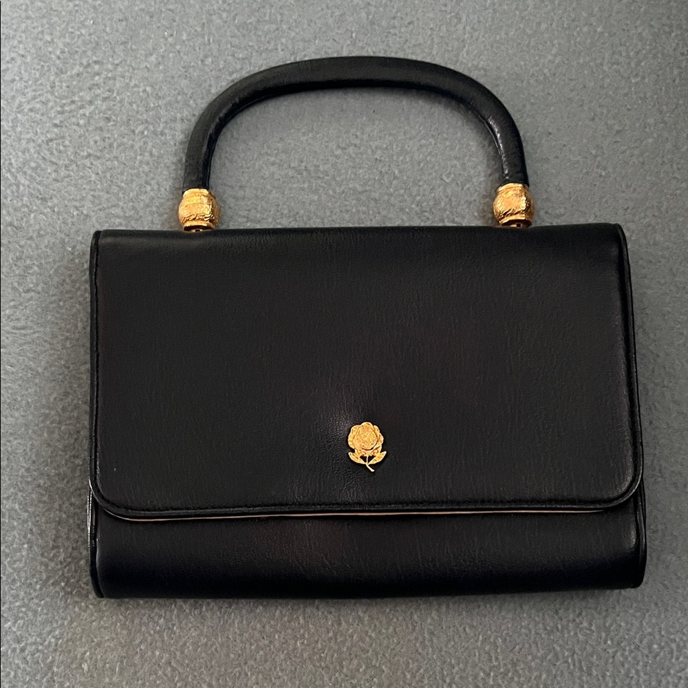 Elegant Navy Handbag with Gold Accents